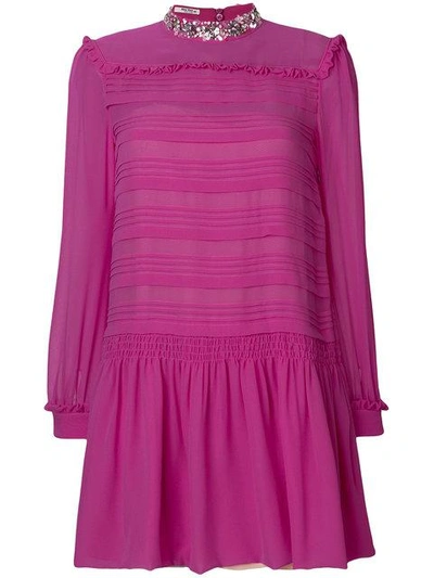 Shop Miu Miu Silk Dress - Pink