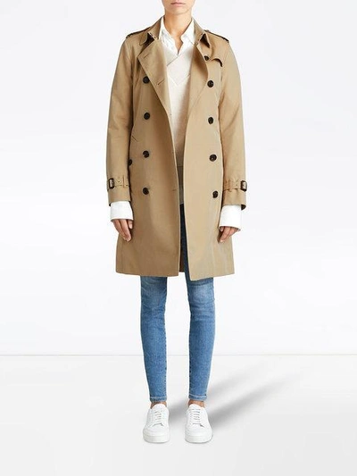 Shop Burberry The Kensington Long Trench Coat In 70500  Honey