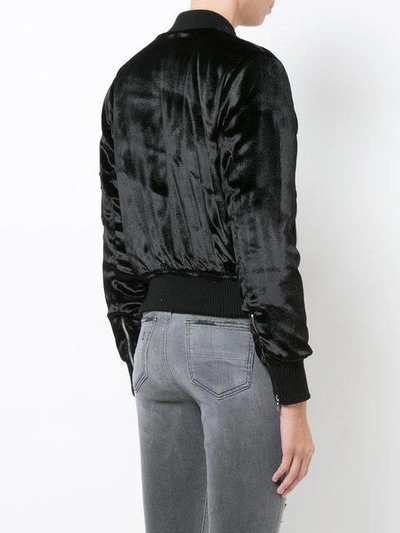 Shop Amiri Velvet Finish Bomber Jacket In Black