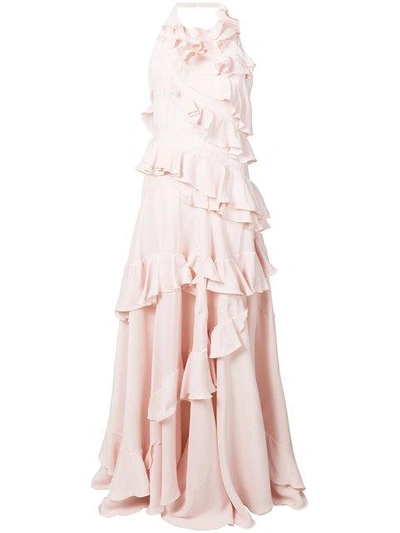 Shop Maison Rabih Kayrouz Ruffle Trimmed Gown In Pink