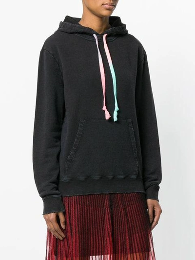 Shop Saint Laurent Drawstring Long-sleeve Hoodie - Black