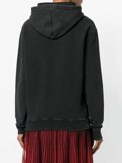 Shop Saint Laurent Drawstring Long-sleeve Hoodie - Black