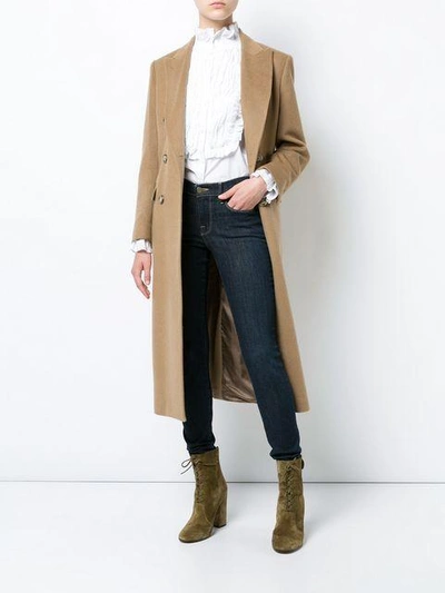 Shop Giuliva Heritage Collection Double Breasted Coat In Neutrals