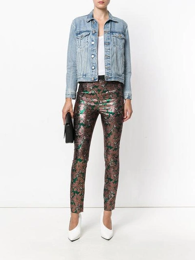 Shop Dolce & Gabbana Jacquard Leaf Print Trousers In Green