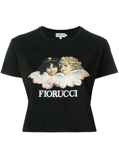 Shop Fiorucci Logo Print Cropped T-shirt - Black