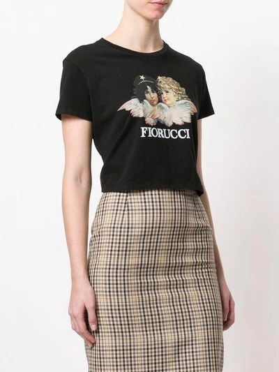 Shop Fiorucci Logo Print Cropped T-shirt - Black