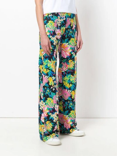 Shop Msgm Wide Leg Floral Trousers In Multicolour
