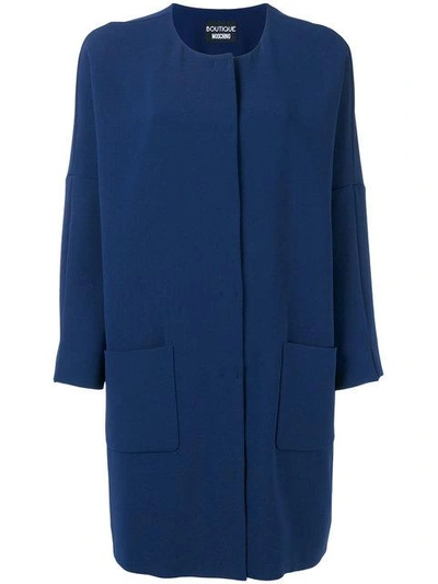 Shop Boutique Moschino Loose-fit Coat In Blue