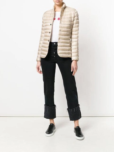 Shop Moncler Cropped Padded Jacket - Neutrals