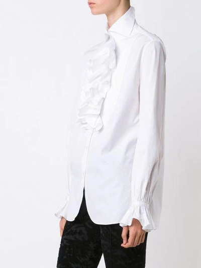 Shop Ralph Lauren Ruffled Detail Shirt In White