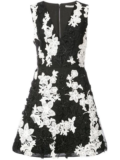 Shop Alice And Olivia Alice+olivia Floral Print V-neck Dress - Black