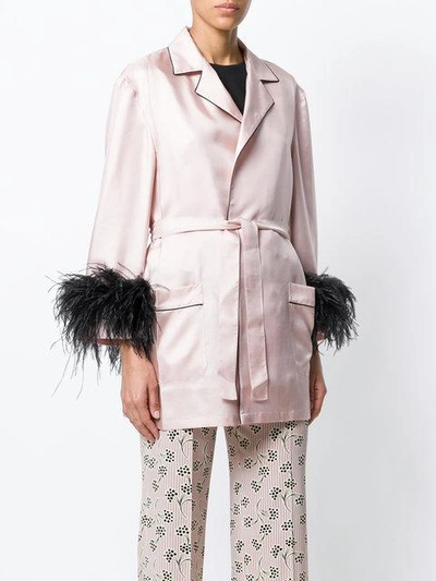 Shop Prada Twill Robe Coat - Pink