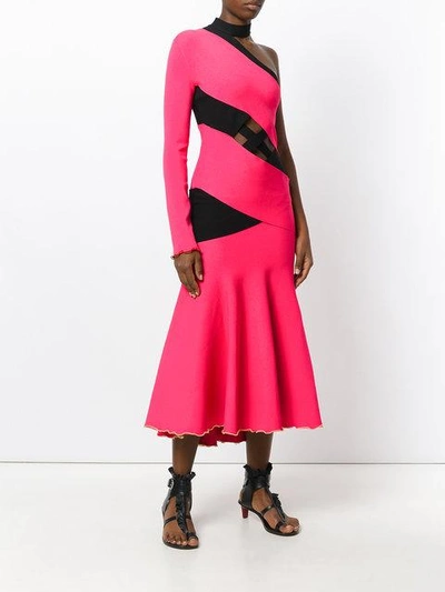 Shop Proenza Schouler One Sleeve Bandage Knit Dress In Pink