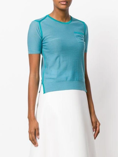 Shop Bottega Veneta Thyme Merino Top - Blue