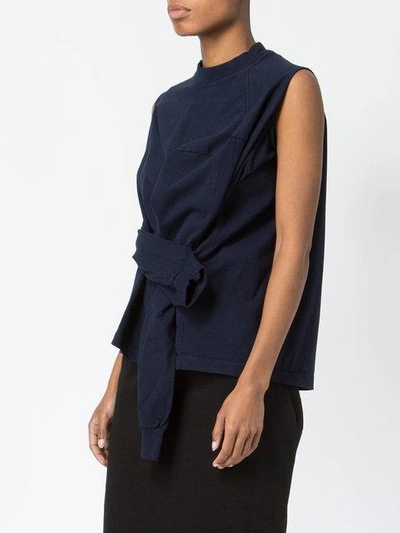 Shop Aganovich Knotted Sleeve Sweatshirt In Blue