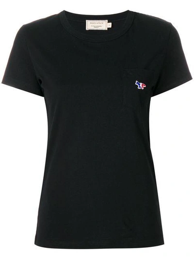 Shop Maison Kitsuné Tricolor Fox Pocket T-shirt In Black