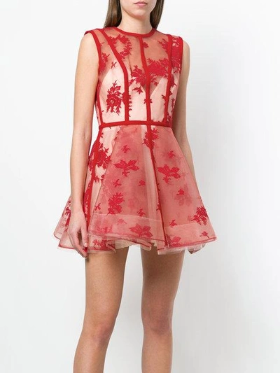 Shop Alex Perry Structured Sheer Dress In Red