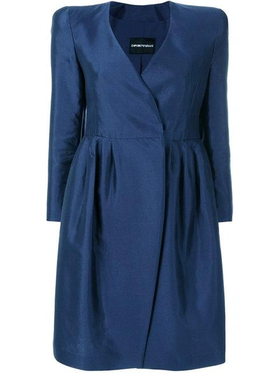 Shop Emporio Armani Structured Coat - Blue