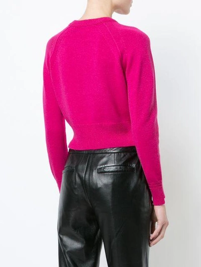 Shop Helmut Lang Crew Neck Sweater In Pink & Purple