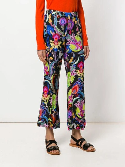 mixed floral print flared trousers