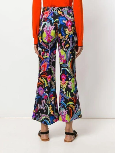 mixed floral print flared trousers