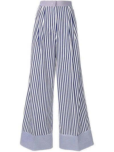 Shop Rossella Jardini Striped Wide Leg Trousers In Blue