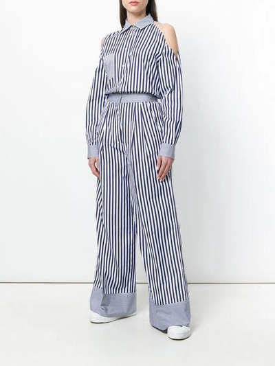 Shop Rossella Jardini Striped Wide Leg Trousers In Blue