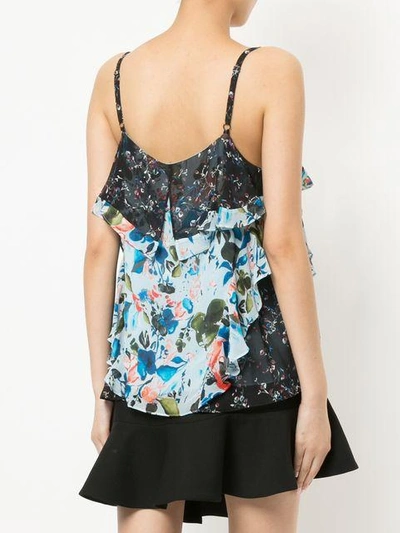 Shop Tanya Taylor Floral Print Frill Trim Camisole - Blue