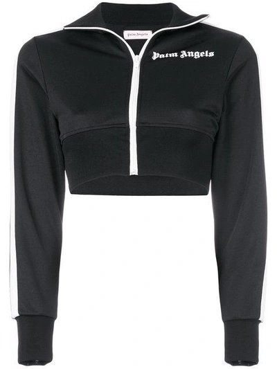 Shop Palm Angels Cropped Track Jacket - Black