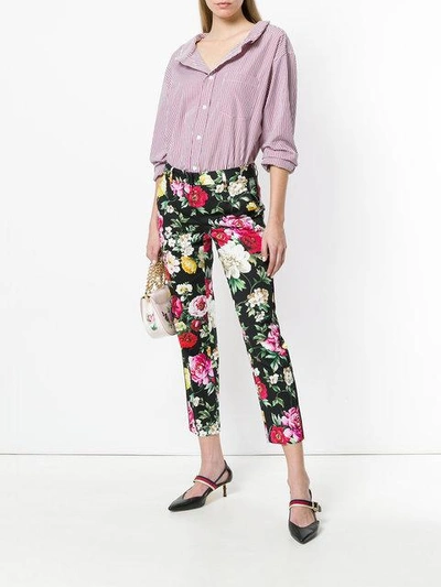 Shop Dolce & Gabbana Floral Print Cropped Trousers In Multicolour