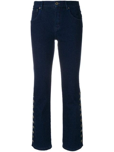 Shop Chloé Bootcut Buttoned Cuff Jeans In Blue