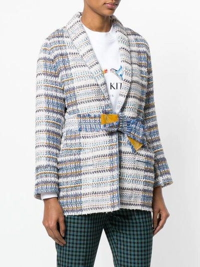 Shop Giada Benincasa Belted Tweed Jacket In Multicolour
