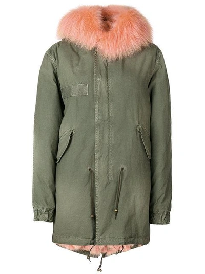 Shop Mr & Mrs Italy Trimmed Hood Short Parka In Green