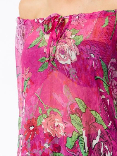 Shop Amir Slama Rose Print Kaftan - Pink