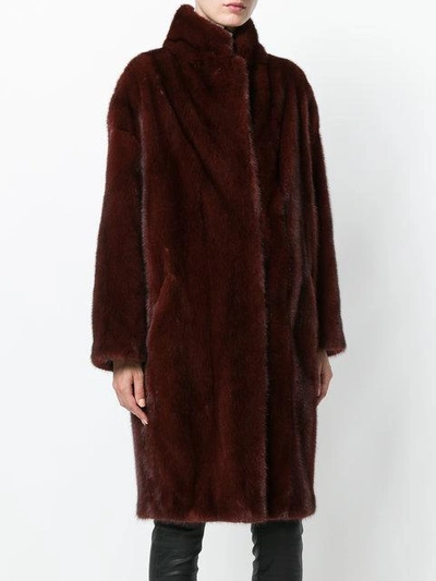 Shop Sprung Frères Oversized Mink Fur Coat In Red