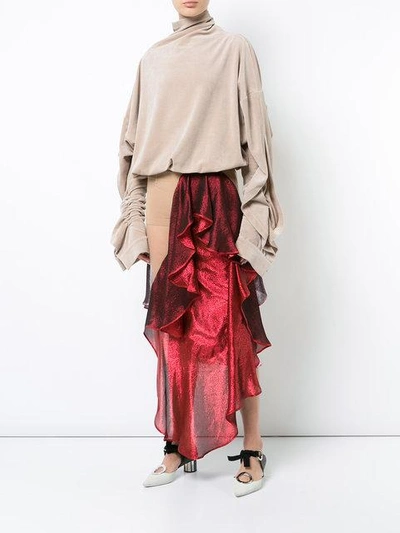 Shop Paula Knorr Panelled Draped Skirt In Neutrals