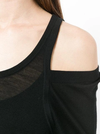 Shop Alexander Wang T T By Alexander Wang Cold Shoulder Knitted Top - Black