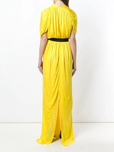 Shop Vionnet Draped Plunge-neck Dress - Yellow