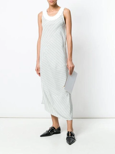 Shop Victoria Beckham Striped Midi Dress - White