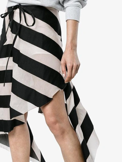 Shop Marques' Almeida Maled Asymmetric Stripe Skirt In Black