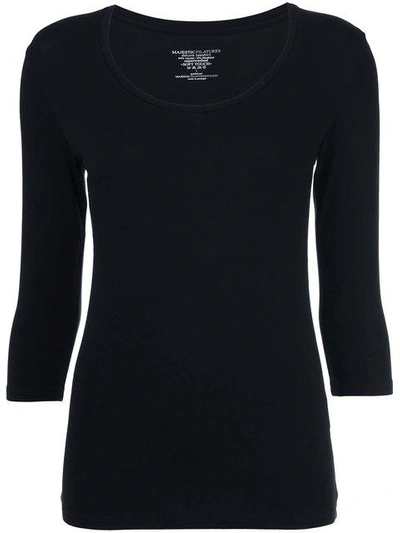 Shop Majestic Scoop Neck T In Black