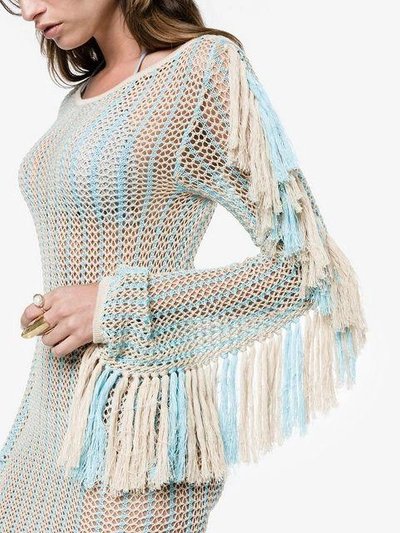 Shop A Peace Treaty Fringed Crochet Dress - Multicolour
