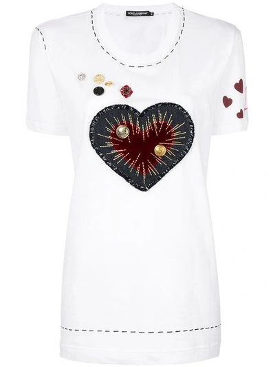 Shop Dolce & Gabbana Appliqué Detail T-shirt In White