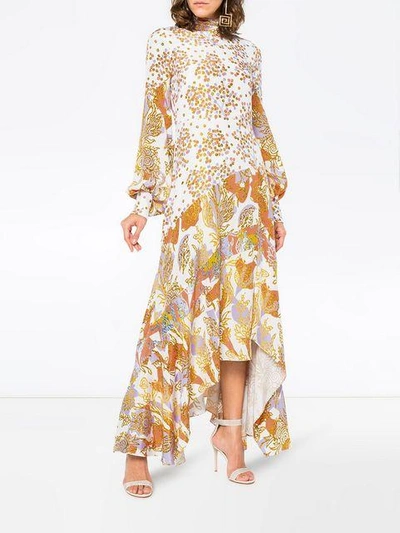 Floral Print Asymmetric Silk Dress