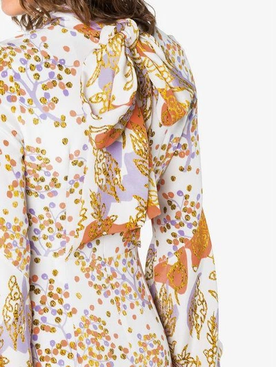 Floral Print Asymmetric Silk Dress