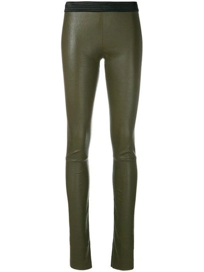 Shop Drome Fitted Leather Leggings In Green