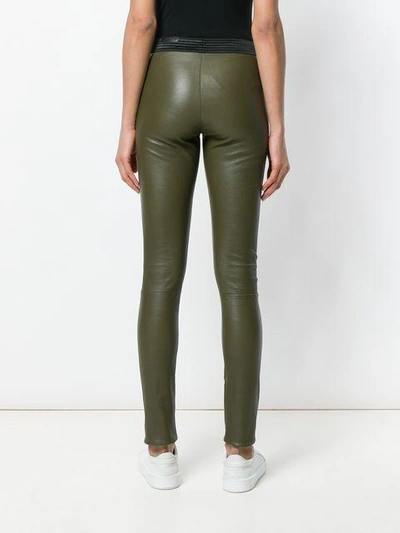 Shop Drome Fitted Leather Leggings In Green