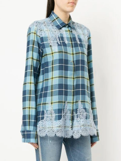 lace inserts checked shirt