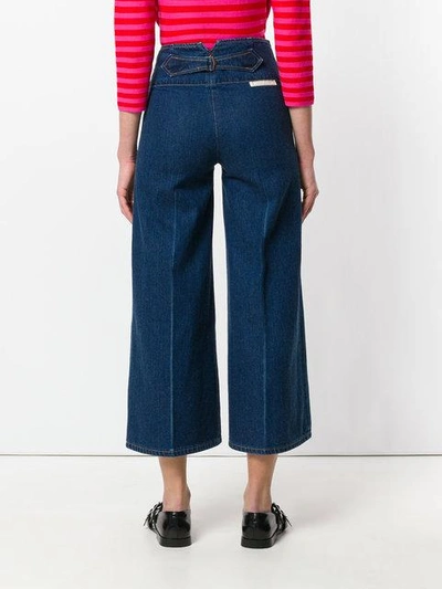 Shop Marc Jacobs Cropped High Waist Trousers In Blue