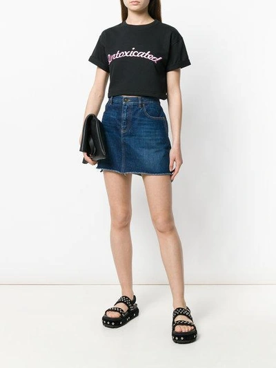 Shop Intoxicated Logo Embroidered Cropped T-shirt - Black